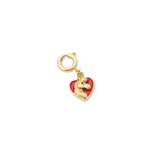 Red Unicorn Heart Charm